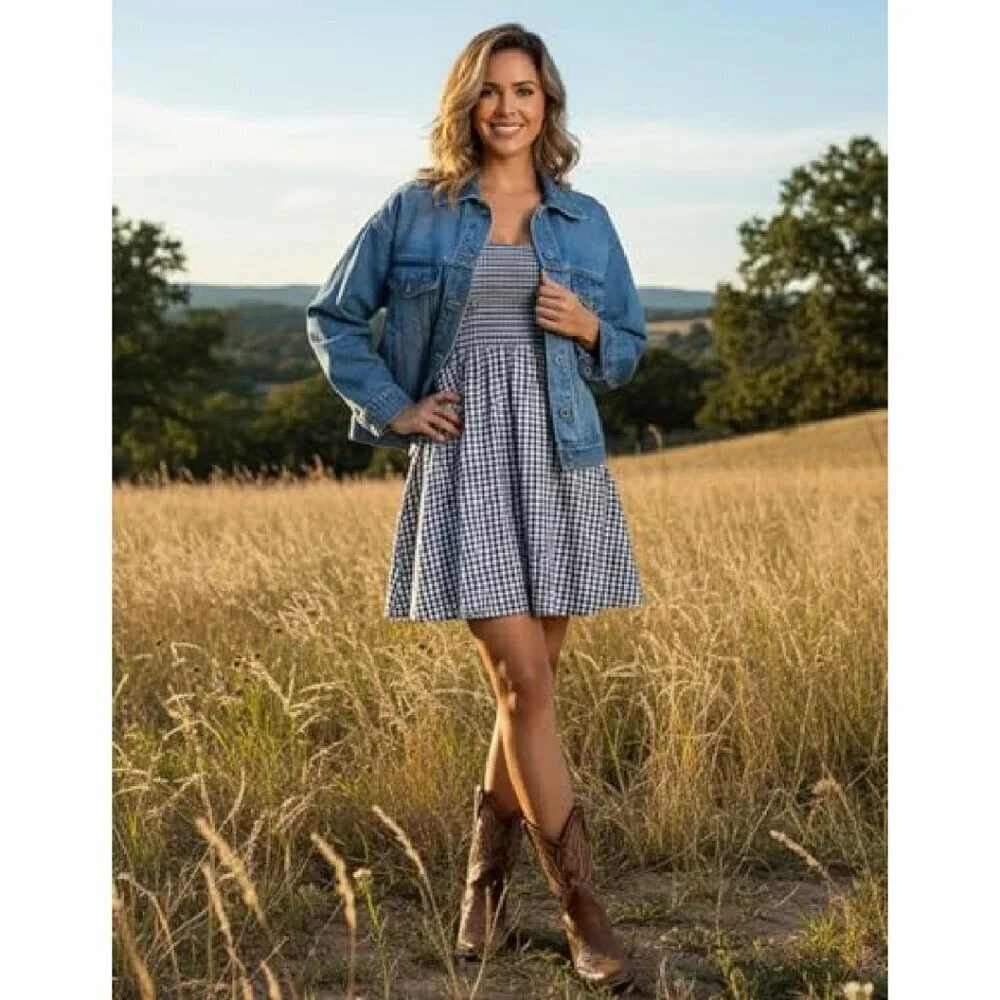 Women's Denim Jacket Loose Relaxed Fit Trucker Jean Jacket with Pockets